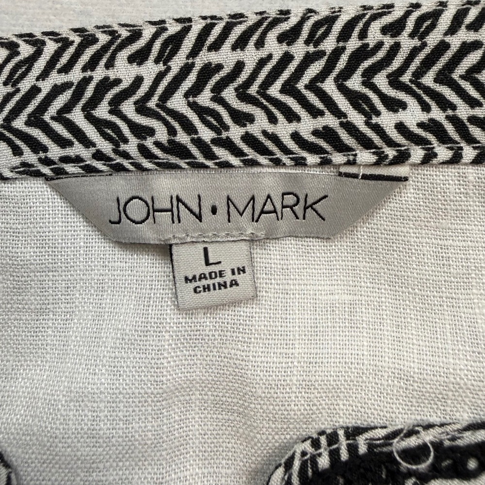 John Mark White Linen Embroidered Tunic Top Bell Sleeve Womens Large 100% Linen - Picture 3 of 7